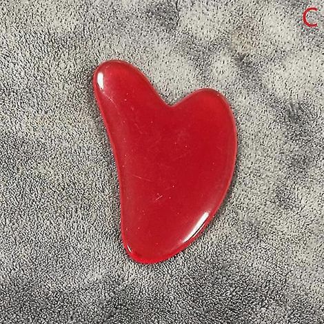 Gua Sha Gouache-Schaber aus natürlichem Jade-Harz für Gesicht und Körper – Hautstraffung, Faltenreduzierung, Schönheits- und Spa-Pflegewerkzeug – Harz, Tiefrot-C (1/5)