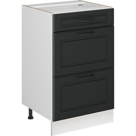 Mobiletto base per cucina R-Line, Antracite country/Bianco, 50 cm senza piano di lavoro, Vicco (1/5)