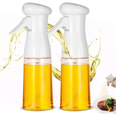 Distributeur d'huile de cuisine 2 pièces, vaporisateur d'huile, 210 ml, distributeur d'huile d'olive pour la cuisson, le barbecue, le rôtissage, la cuisson (blanc) (1/5)