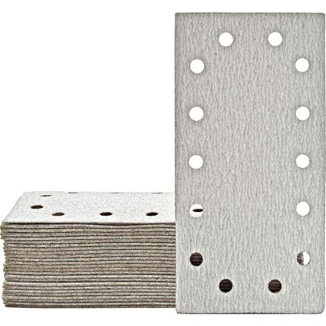 MioTools Shark Carte abrasive a gancio e anello, 230 x 115 mm, 14 fori, p. Levigatrici orbitali, Corindone normale (50 Pz.) G100