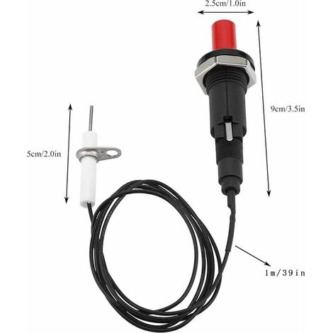 GP Allumage Piézo Électrique, Allumeur à Bouton Poussoir, Kit d’allumage Piézo-électrique, Spark Lgnition Kit, avec 1m Câble, pour Foyer Au Gaz, Allumeur, Briquet Cuisine en Céramique MNS (1/4)