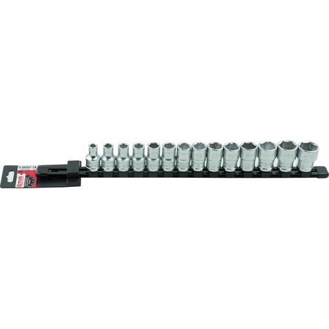 MOB - Rack de douilles 14 pieces à 6 pans 1/2" - taille 8 à 24mm - gamme cliquet de douille (1/4)