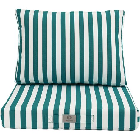 Coussins pour salon de jardin déhoussable 50x50cm - Rayure Vert