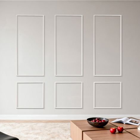 VEVOR Kit Moulure Murale Predecoupee 3 Lots Cadres Moulure Murale Fine 61x137 cm 61x61 cm pour Decoration Interieure Salon Chambre Couloir, Pret a Poser, Polystyrene Leger a Peindre, Etanche, Blanc (1/5)