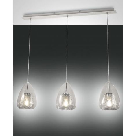 BRITTON LAMPADARIO A SOSPENSIONE IN VETRO TRASPARENTE D.22CM 3 LUCI ATTACCO E27 (1/2)