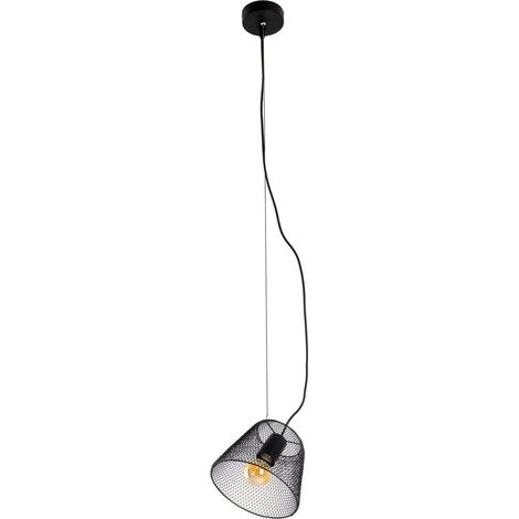 Suspension Luminaire Design Filaire en Métal Noir, Lustre E27 Ø 20 cm pour Salon et Bureau - PANGIVO (1/5)