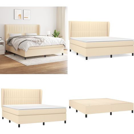 Boxspringbett mit Matratze Creme 160x200 cm Stoff - Boxspringbett - Cremefarbenes Bett - Doppelbett - Lattenrost - Bettrahmen - Home & Living (1/5)