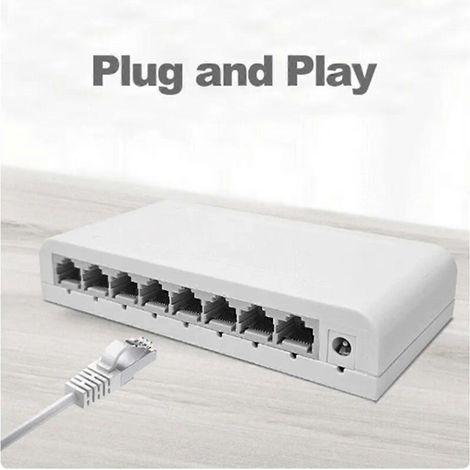 Commutateur de données Gigabit 8 ports, concentrateur réseau, répartiteur Ethernet, Plug & Play -- (1/2)