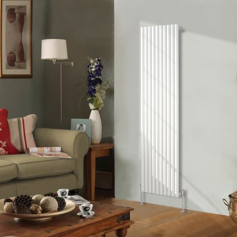 NRG Designer Radiator White Oval Column Central Heating Rads Vertical 1800x590mm Single