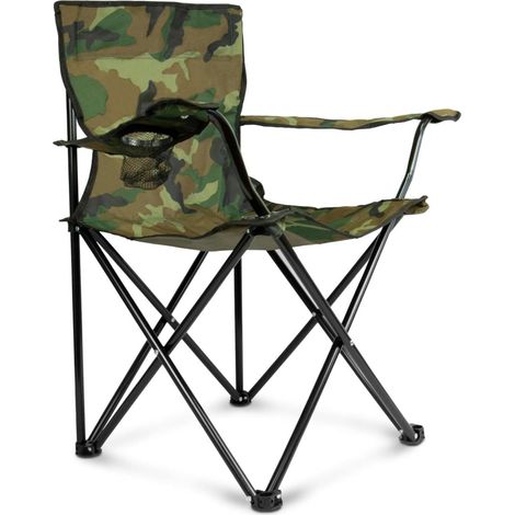 ORION91oficial® - Silla Plegable, Portátil Camping Poliéster (50 x 40cm) CAMO, Peso Max 120kg, Exterior, Apoyabrazos, Bolsillo para Tazas, Plegable, Acampada, Jardín, Pesca, Playa, Terraza - spaziOrio (1/5)