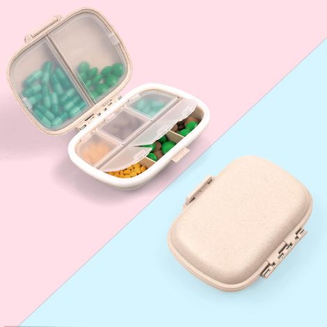 Tragbare Aufbewahrungsbox, 7 Tage haltbar tragbare Aufbewahrungsbox, 8 Tage haltbar (morgens und abends) tragbare Aufbewahrungsbox, 7 Tage BPA-frei einfaches, offenes Design (beige). (1/5)