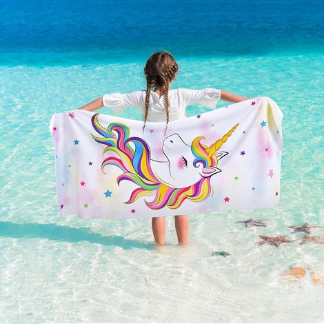 Filiyano-Serviette de plage licorne - 70 x 150 cm, rose, polyester, pour le camping (1/5)