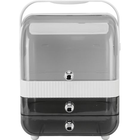 boîte de rangement-Organisateur de Maquillage avec 2 Compartiments en PET, Étui de Rangement Cosmétique Transparent avec Couvercle pour Comptoir de Salle de Bain (1/5)