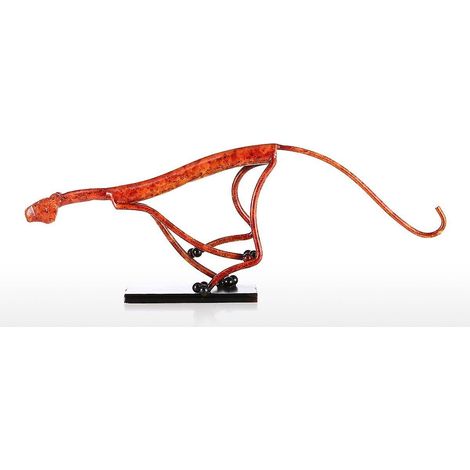 Elegante Leoparden-Eisenskulptur von Tooarts – Heimdekoration, Kunsthandwerk, Metalltierskulptur