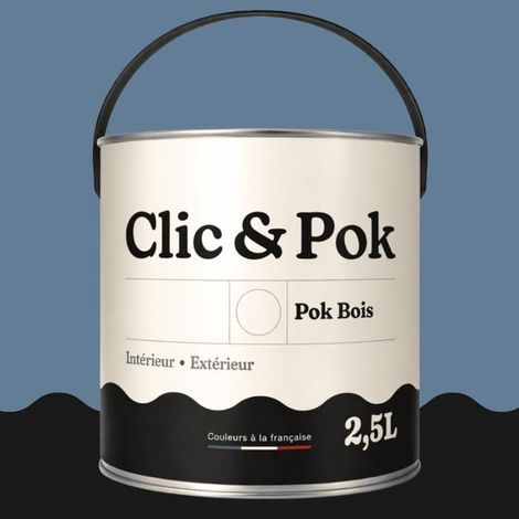 Peinture Bois Extérieur – POK BOIS - 2,5L - RAL 5014 - Bleu Pigeon- Résistante aux intempéries - Ne s'écaille pas