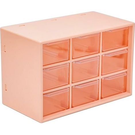 Boîte de rangement anti-poussière en plastique à 9 compartiments pour bureau, petite boîte de rangement, boîte de rangement pour plomb Orange 18 x 12 x 10 cm (1/3)