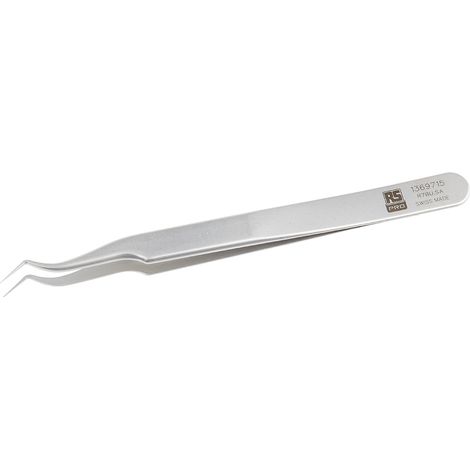 Brucelles RS PRO pointe Incurvé  très fin en inox, L. 120 ( Prix pour 1 ) (1/2)