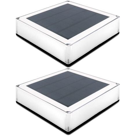 Lot de 2 lampes solaires d'extérieur pour poteaux, terrasse, clôture, patio, jardin, lampe étanche à température de couleur réglable 3000 K, 4000 K, 6000 K [Classe énergétique A+] (1/4)