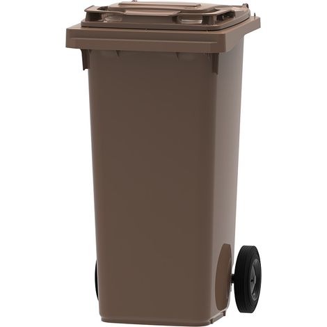 ESE France Conteneur Poubelle à déchets 2 roues - 120L - Robuste et Économique - 100% Recyclé - Marron Fabriqué en France (1/4)