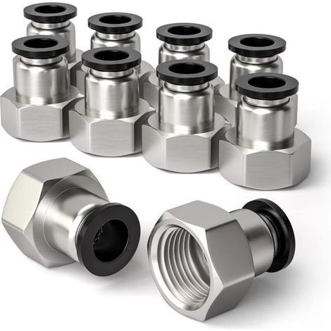 10 Pcs 6mm diamètre extérieur du manchon de carte x 3/8 "BSP femelle traversant raccord pneumatique Push-in, PCF6-03 adaptateur de ligne d'air à libération rapide (1/4)