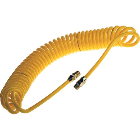 Tuyau spiralé USB, avec raccord R 1/4, Jaune, Diam.ext 8mm, Long. 4m ( Prix pour 1 ) (1/2)