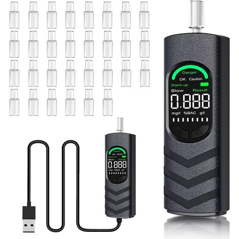 Éthylotest Alcootest avec 30 embouts buccaux - Éthylotest avec écran LCD numérique - Testeur d'éthylotest pour la maison