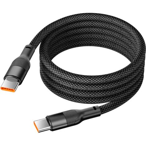 KSIX BCL060WAT02 NEGRO / CABLE DE CARGA Y DATOS 1 METRO / USB-C A USB-C / CARGA ULTRARRÁPIDA 60W