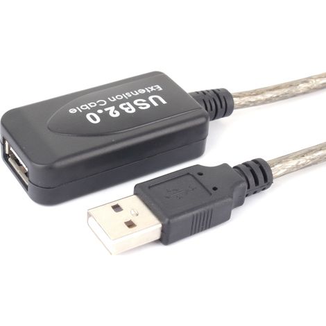 Câble d'extension USB 2.0 Type A mâle vers femelle, 15 mètres, noir (1/5)