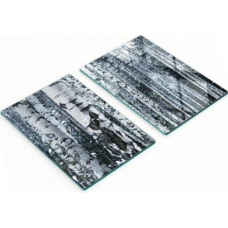 Taglieri da cucina decorativi in vetro con grafica a betulla, 2x40x52 cm (1/5)