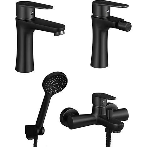 Set miscelatori lavabo bidet vasca nero opaco serie Lizzy (1/5)