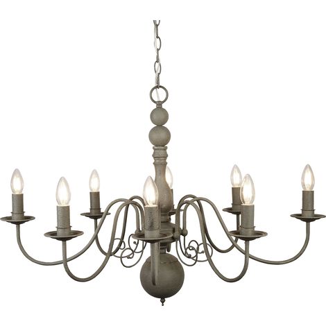 Searchlight Greythorne - Lampadario a 8 luci finitura grigia, attacco E14 (1/5)