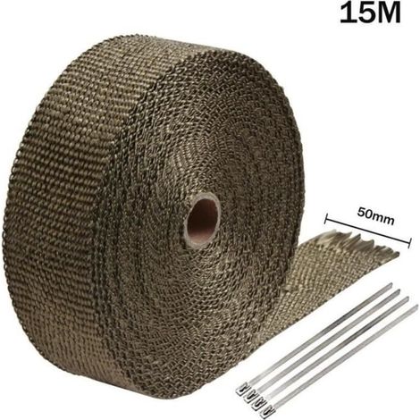 Ruban Isolant Thermique en Fibre de Basalte Ruban Échappement +4 Collier Serrage (1/4)