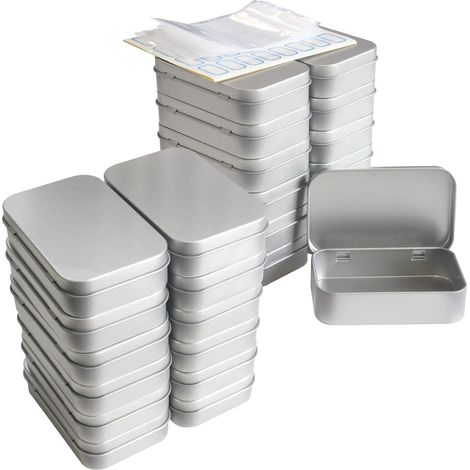 24 Boîte Metal, Rectangulaire Avec Couvercle, Acier Étamé, Rangement Petits Objets (1/5)