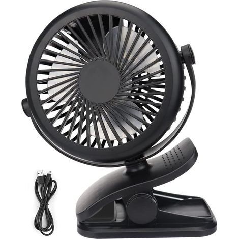 Mini Ventilateur USB, Ventilateur portable silencieux avec batterie rechargeable, 3 vitesses, 360 vitesses rotatives pour chambre à coucher, bureau, poussette, camping (1/5)