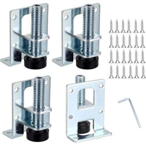 Juego de 4 patas niveladoras ajustables en forma de L para muebles, soportes de montaje para muebles, patas de mesa niveladoras de metal para bancos de trabajo, armarios, roperos, 5,1 cm.