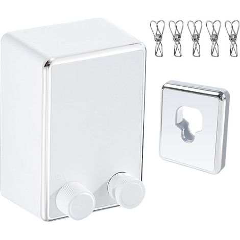Séchoir à linge d'intérieur rétractable, acier inoxydable, boîtier ABS, blanc (1/4)