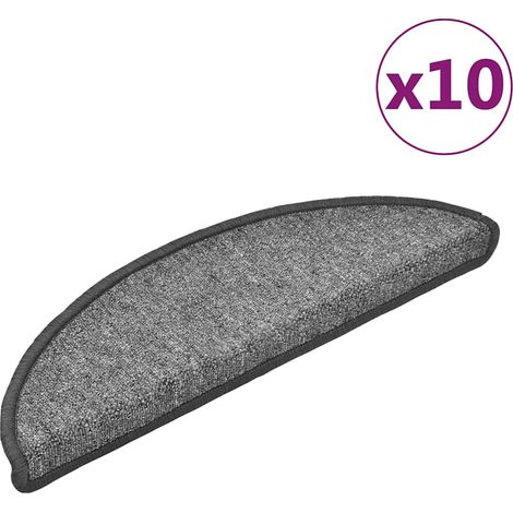 Maison Exclusive - Tapis d'escalier 10 pièces 56 x 17 x 3 cm Gris foncé Demi-rond (1/5)