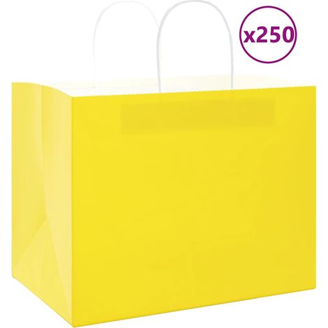 Papiertragetaschen 250 Stk. mit Henkeln Gelb 32x22x24 cm