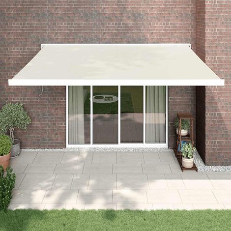 Auvent rétractable Marquise Store Banne Auvent de jardin crème 4,5x3 m tissu et aluminium 37554 (1/5)