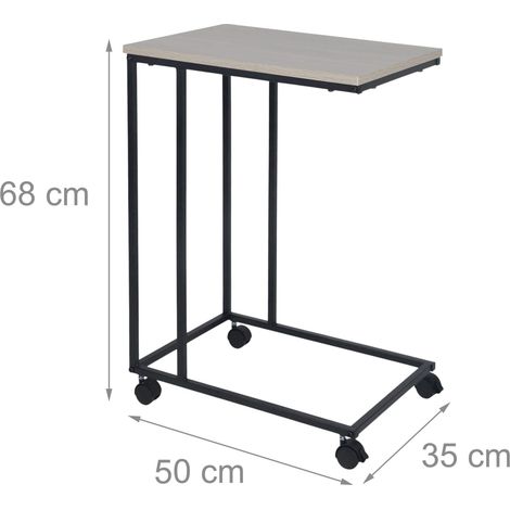 Tavolino d'appoggio a C con rotelle per soggiorno o camera da letto pratico portaoggetti 60 x 40 x 60 cm in legno nero 130017796