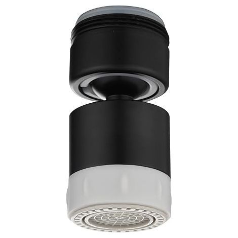 Aérateur de passoire à filetage mâle M24 Deux débits d'eau différents Tête pivotante à 360 degrés Aérateur de robinet à pointe en silicone Noir (1/5)