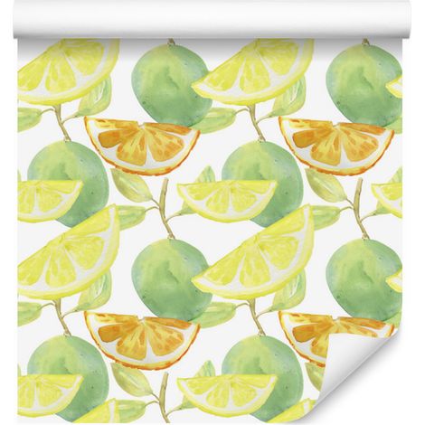 Carta da parati con limoni e arance per soggiorno e camera da letto, 50x1000 cm (1/5)