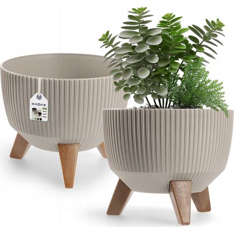 KADAX Blumentopf aus Kunststoff mit drei Einsteckstützen, 24 cm, Taupe (1/5)