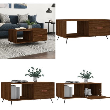 Couchtisch Braun Eichen-Optik 90x50x40 cm Holzwerkstoff - Couchtisch - Wohnzimmerstil - Holzmöbel - Eiche Optik - Stauraum - Home & Living (1/5)