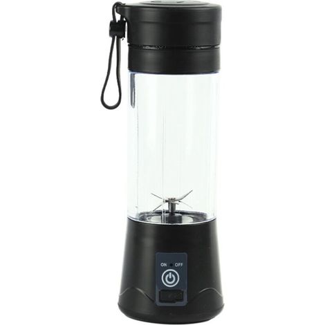 Licuadora portátil de 380 ml, sin BPA, minilicuadora multifunción, cargador USB-C, color negro