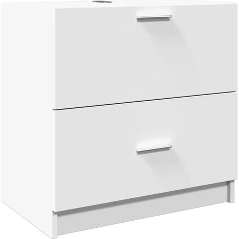 Armoire d'évier moderne rangement efficace salle de bain 59 x 37 x 59 cm en bois d'ingénierie blanc (1/5)