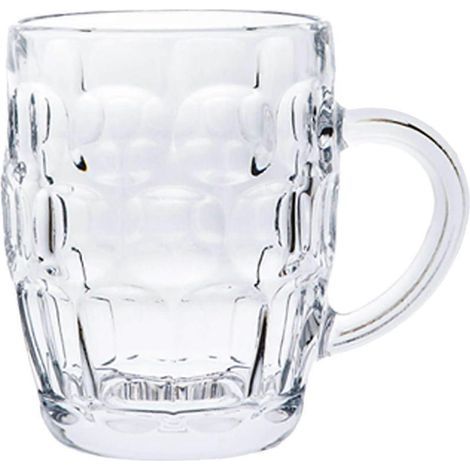 Chopes à bière classiques de style pinte, en verre, style vieux pub, avec anse et fossette, 250 ml (1/2)