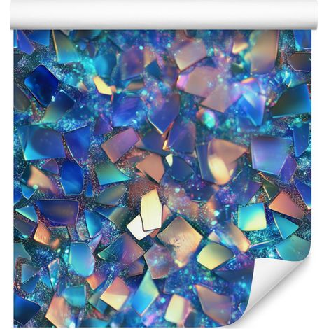 Papier peint à paillettes irisées bleues et turquoise pour salon et chambre 50x1000 cm (1/5)
