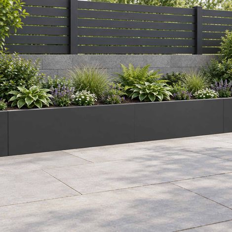 vidaXL Retaining Wall 2 pcs 100 x 12 x 30 cm Steel Black (1/5)