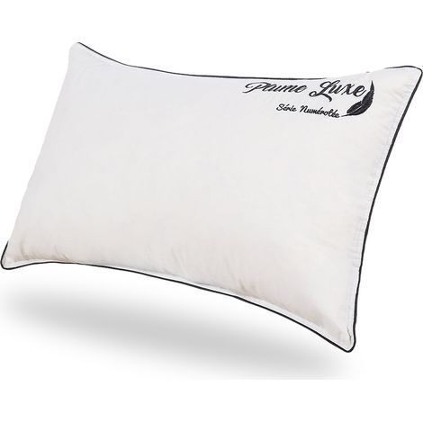 Oreiller Plumes Luxe 40x70 cm - Garnissage 100% plumes de canard - Coutil 100% coton - Accueil moelleux